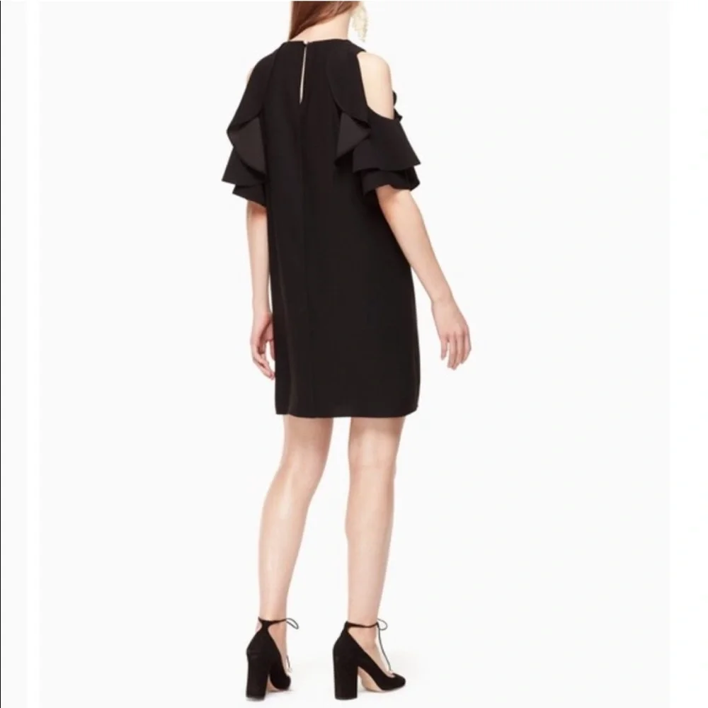 Kate Spade Cold Shoulder Ruffled Sleeveless Shift Dress Black‎ Small Y2K Prep
